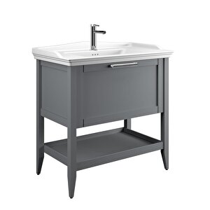 Orka Bastle 100 Cm Gri Banyo Dolabı Alt Modül Ve Lavabo