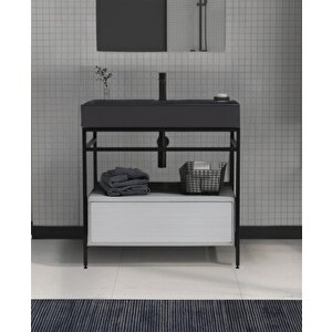 Vegas 60 Cm Beyaz Banyo Dolabı Alt Modül Ve Lavabo