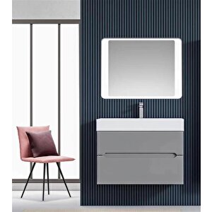 Malta 80 Cm Gri Banyo Dolabı Alt Modül Ve Lavabo
