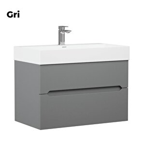 Malta 80 Cm Gri Banyo Dolabı Alt Modül Ve Lavabo