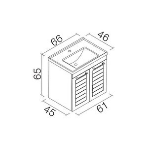 Perge 65 Cm Beyaz Banyo Dolabı Alt Modül Ve Lavabo