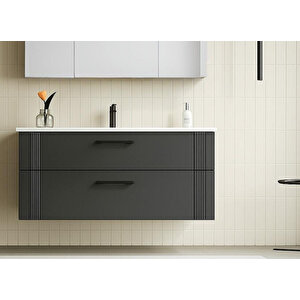 Orka Bari 100 Cm Antrasit Banyo Dolabı Alt Modül Ve Lavabo