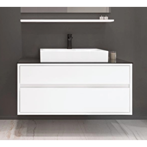 Verona 100 Cm, Beyaz Banyo Dolabı Alt Modül Ve Lavabo