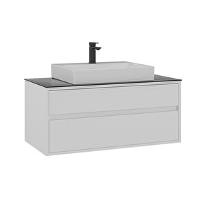 Verona 100 Cm, Beyaz Banyo Dolabı Alt Modül Ve Lavabo