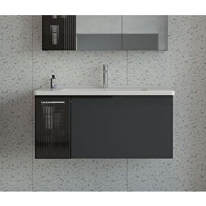 Pure 100 Cm Antrasit Banyo Dolabı Alt Modül Ve Lavabo