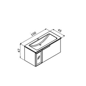 Orka Pure 100 Cm Antrasit Banyo Dolabı Alt Modül Ve Lavabo