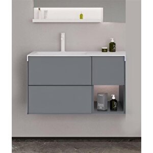 Milano 100 Cm Gri Banyo Dolabı Alt Modül Ve Lavabo