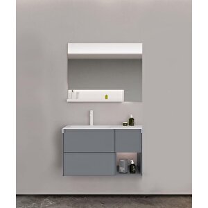 Milano 100 Cm Gri Banyo Dolabı Alt Modül Ve Lavabo