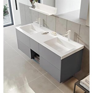 Milano 140 Cm Gri Banyo Dolabı Alt Modül Ve Lavabo