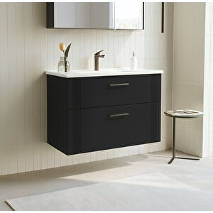 Bari 85 Cm Antrasit Banyo Dolabı Alt Modül Ve Lavabo