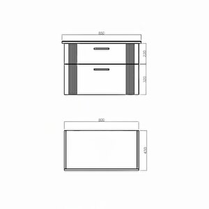 Orka Bari 85 Cm Antrasit Banyo Dolabı Alt Modül Ve Lavabo