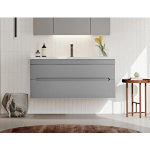 Orka Varna 100 Cm Mat Gri Banyo Dolabı Alt Modül Ve Lavabo