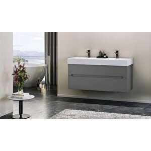 Malta 120 Cm Gri Banyo Dolabı Alt Modül Ve Lavabo