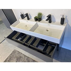 Malta 120 Cm Gri Banyo Dolabı Alt Modül Ve Lavabo