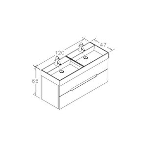 Malta 120 Cm Gri Banyo Dolabı Alt Modül Ve Lavabo