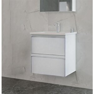 Terme 60 Cm Beyaz Çekmeceli Banyo Dolabı Alt Modül Ve Lavabo