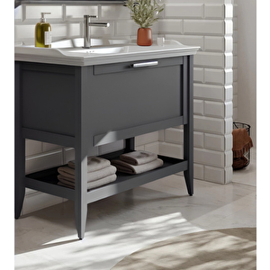 Bastle 80 Cm Antrasit Banyo Dolabı Alt Modül Ve Lavabo