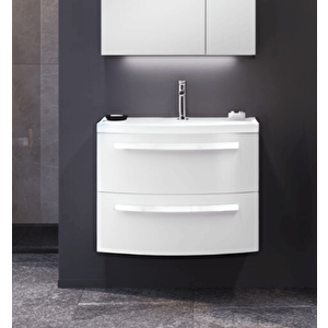 Urla 70 Cm Parlak Beyaz Banyo Dolabı Alt Modül Ve Lavabo