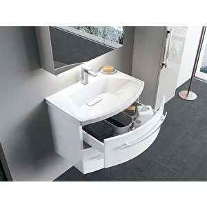 Urla 70 Cm Parlak Beyaz Banyo Dolabı Alt Modül Ve Lavabo