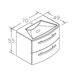 Urla 70 Cm Parlak Beyaz Banyo Dolabı Alt Modül Ve Lavabo
