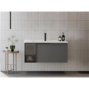 Pure 100 Cm Gri Banyo Dolabı Alt Modül Ve Lavabo