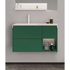 Milano 100 Cm Yeşil Banyo Dolabı Alt Modül Ve Lavabo