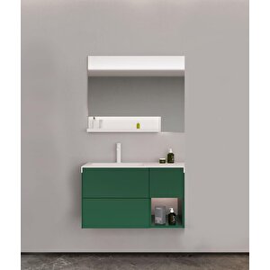 Milano 100 Cm Yeşil Banyo Dolabı Alt Modül Ve Lavabo