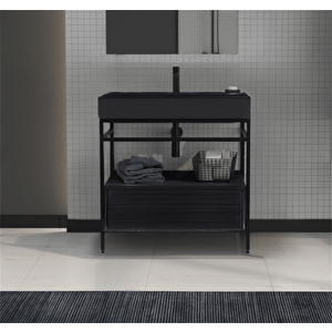 Vegas 60 Cm Antrasit Banyo Dolabı Alt Modül Ve Lavabo