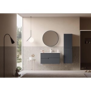 Moonlight 90 Cm Antrasit Banyo Dolabı Alt Modül Ve Lavabo