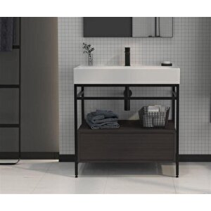 Vegas 80 Cm Antrasit Banyo Dolabı Alt Modül Ve Lavabo