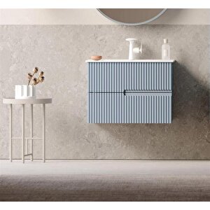 Moonlight 70 Cm Mavi Banyo Dolabı Alt Modül Ve Lavabo