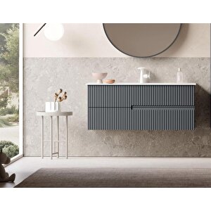 Moonlight 90 Cm Antrasit Banyo Dolabı Alt Modül Ve Lavabo