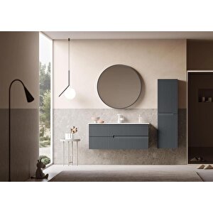 Moonlight 90 Cm Antrasit Banyo Dolabı Alt Modül Ve Lavabo