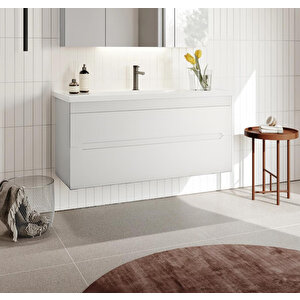 Orka Varna 120 Cm Mat Beyaz Banyo Dolabı Alt Modül Ve Lavabo