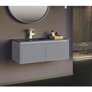 Lisbon 90 Cm Gri Banyo Dolabı Alt Modül Ve Lavabo