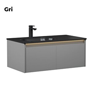 Lisbon 90 Cm Gri Banyo Dolabı Alt Modül Ve Lavabo