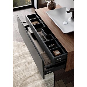 Craft 120 Cm Beyaz Antrasit Banyo Dolabı Alt Modül Ve Lavabo