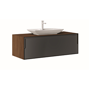 Orka Craft 120 Cm Beyaz Antrasit Banyo Dolabı Alt Modül Ve Lavabo