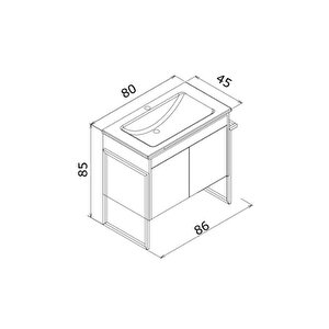 Trio 80 Cm Beyaz Kapaklı Banyo Dolabı Alt Modül Ve Lavabo