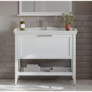 Bastle 80 Cm Beyaz Banyo Dolabı Alt Modül Ve Lavabo
