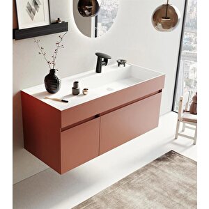 Lusso 120 Cm Tarçın Banyo Dolabı Alt Modül Ve Lavabo