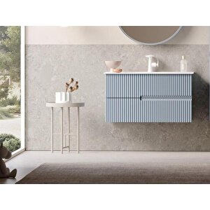 Moonlight 90 Cm Mavi Banyo Dolabı Alt Modül Ve Lavabo