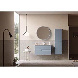 Moonlight 90 Cm Mavi Banyo Dolabı Alt Modül Ve Lavabo