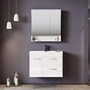 Nova 80 Cm Beyaz Banyo Dolabı Alt Modül Ve Lavabo