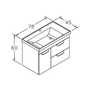 Nova 80 Cm Beyaz Banyo Dolabı Alt Modül Ve Lavabo