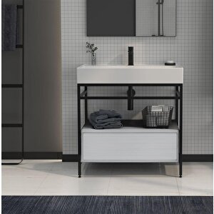 Vegas 80 Cm Beyaz Banyo Dolabı Alt Modül Ve Lavabo