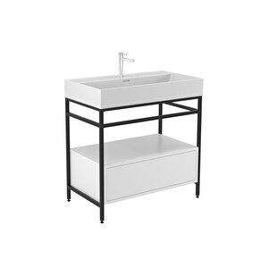 Vegas 80 Cm Beyaz Banyo Dolabı Alt Modül Ve Lavabo