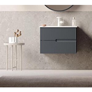 Moonlight 70 Cm Antrasit Banyo Dolabı Alt Modül Ve Lavabo
