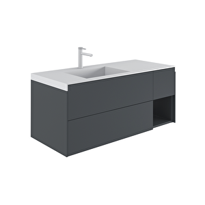 Milano 120 Cm Antrasit Banyo Dolabı Alt Modül Ve Lavabo