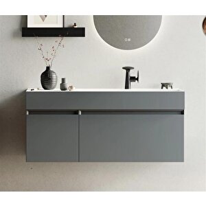 Lusso 120 Cm Antrasit Banyo Dolabı Alt Modül Ve Lavabo